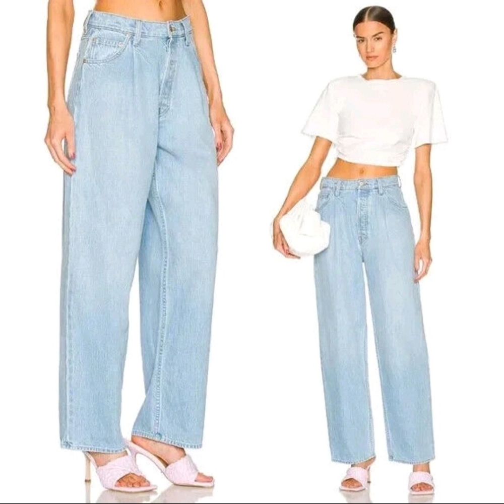 Mother SNACKS The Pleated Fun Dip Puddle Jeans